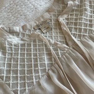 Lucky Brand White Embroidered Top, Size XS